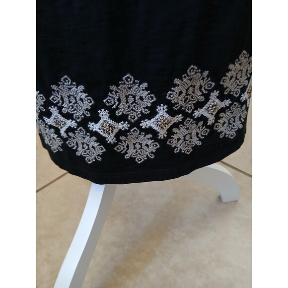 J Jill  size Dress Black sleeveless 100% Cotton Embroidered Size Smalll Boho - Picture 7 of 13